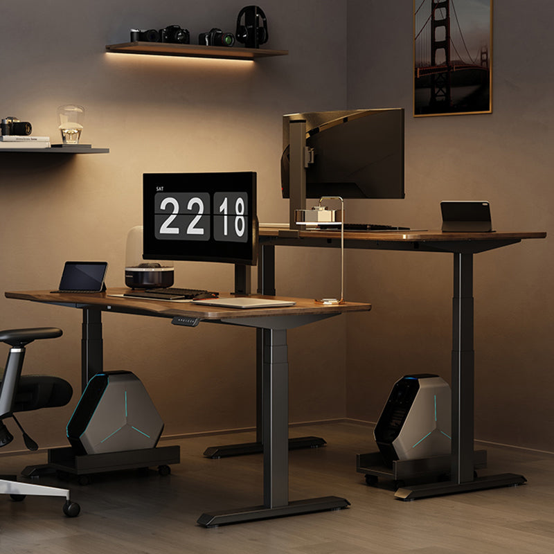 Electric Height Adjustment Computer Desk T-Shape Base Writing Desk with Steel Legs