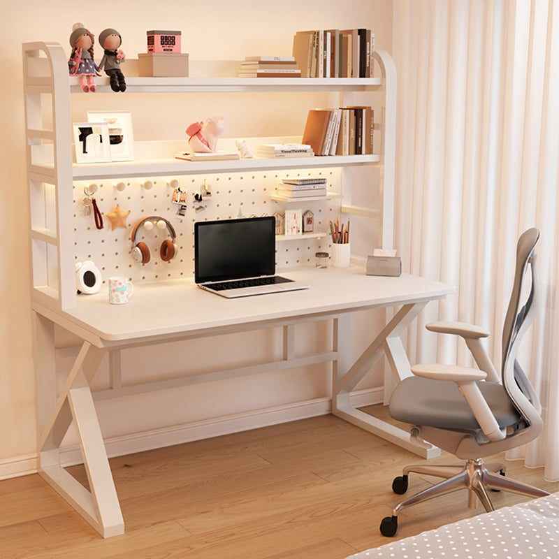 Contemporary Dormitory Writing Desk Sled Base Office Desk with Storage Shelves