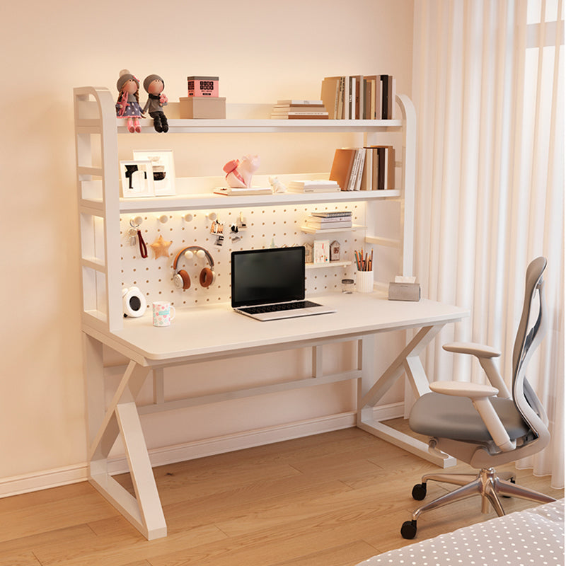 Contemporary Dormitory Writing Desk Sled Base Office Desk with Storage Shelves