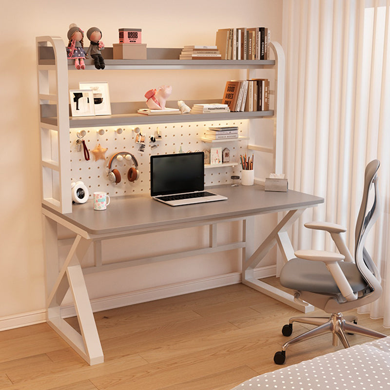 Contemporary Dormitory Writing Desk Sled Base Office Desk with Storage Shelves