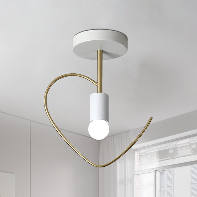 Star/Loving Heart Frame Semi Flush Macaron Iron Finanza grigia/bianca/verde vicino all'illuminazione del soffitto per il corridoio