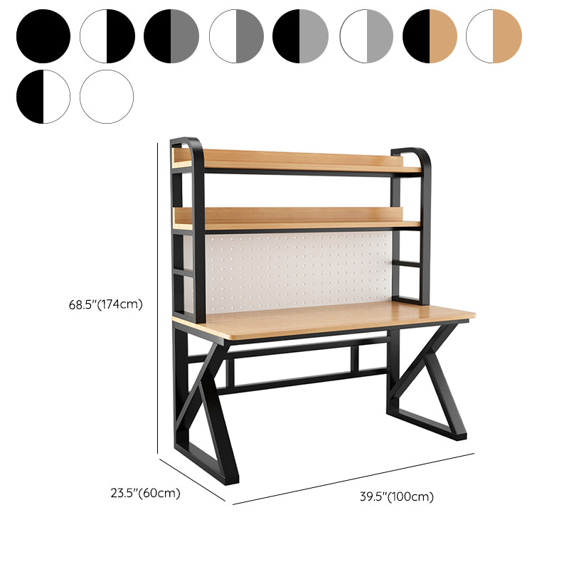 Contemporary Dormitory Writing Desk Sled Base Office Desk with Storage Shelves