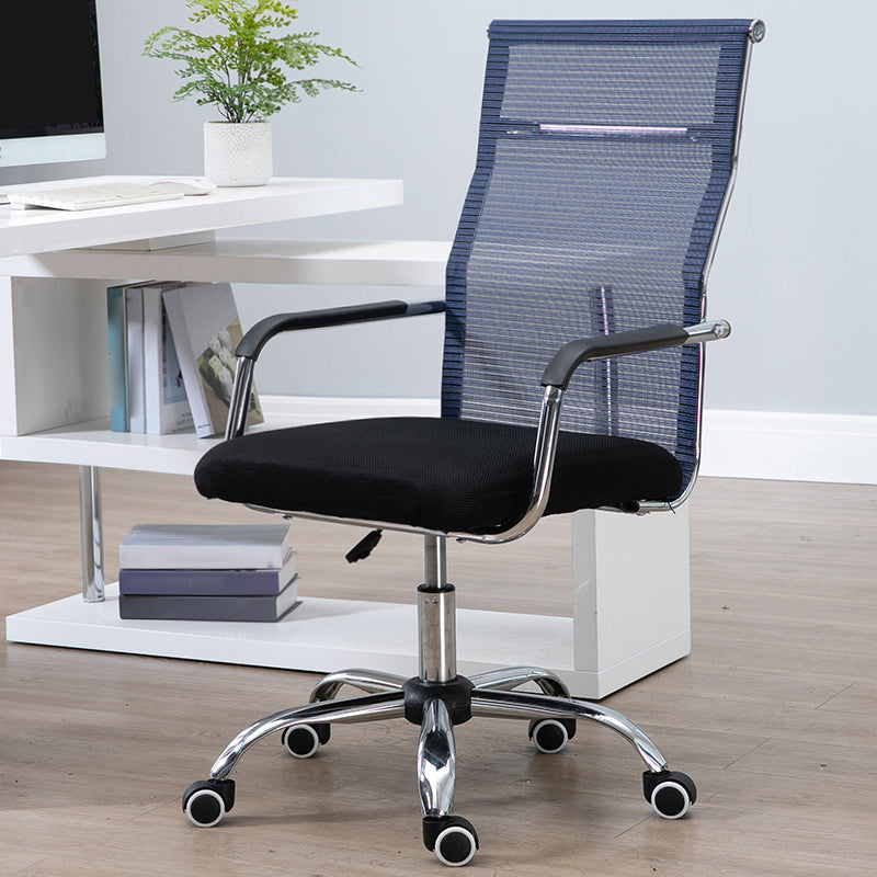 Slide Modern Office Chair Adjustable Seat Height Fixed Arms with Wheels