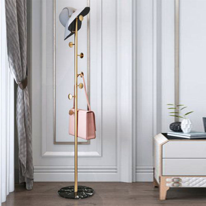 Light Luxury Coat Rack Marble Base Stand Coat Hanger with Hooks