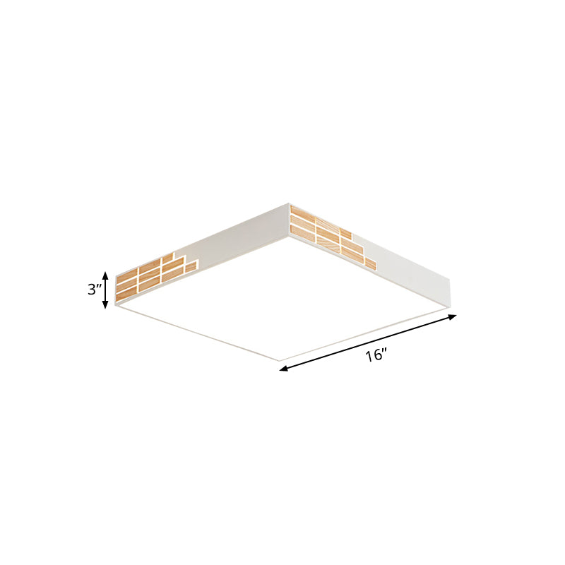 Moderne quadratische Unterputzbeleuchtung mit Metall-LED-Schlafzimmer-Unterputzlampe in Weiß, 16"/19,5"/23,5" Breite