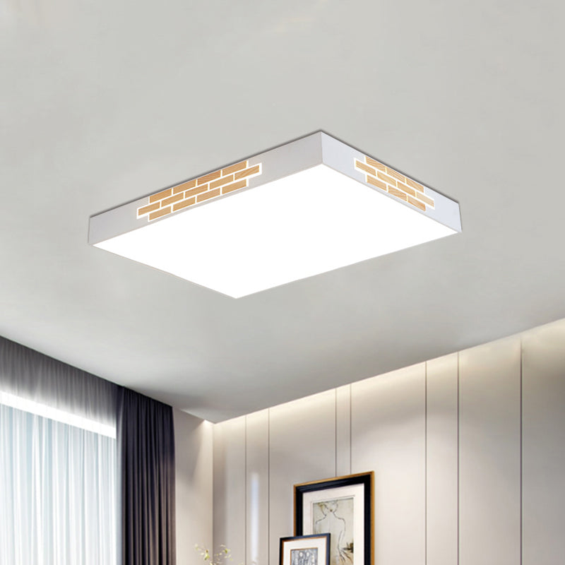 Metallic Rectangular Flush Mount Fixture Modernism 23.5"/31.5" Long LED White Flush Ceiling Light for Living Room