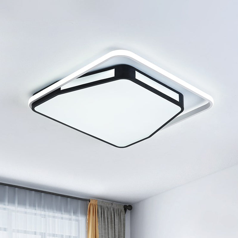 Illuminazione da incasso a soffitto metallica minimalista da 16"/19,5" W rotonda/quadrata a LED per camera da letto in bianco e nero