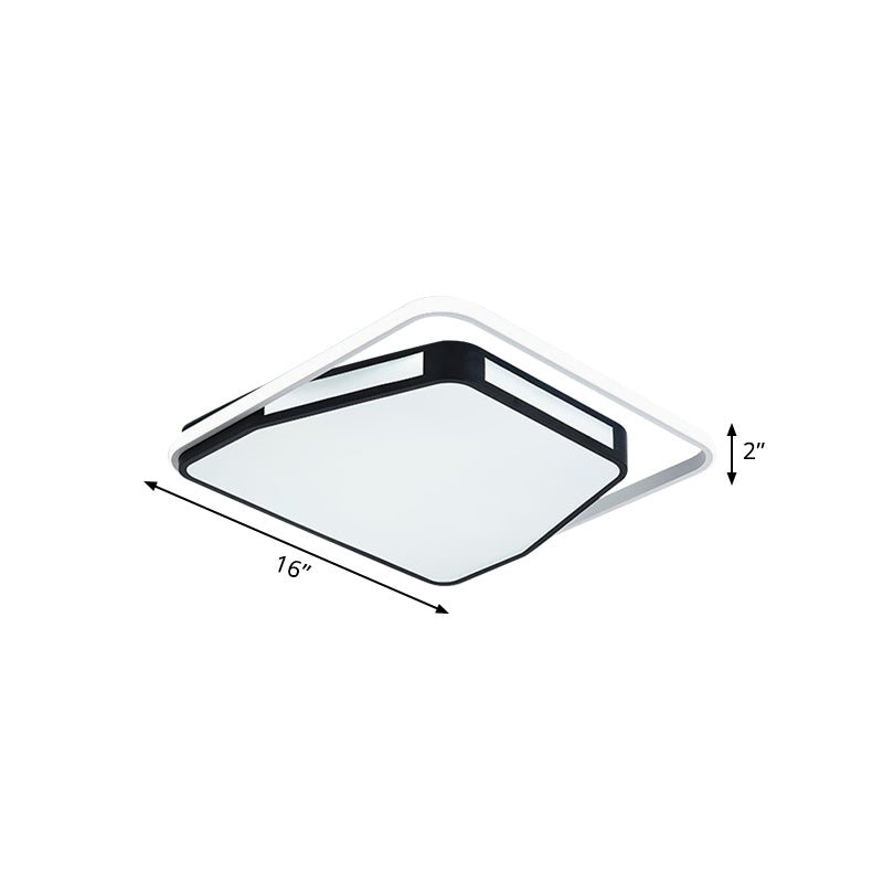 Illuminazione da incasso a soffitto metallica minimalista da 16"/19,5" W rotonda/quadrata a LED per camera da letto in bianco e nero