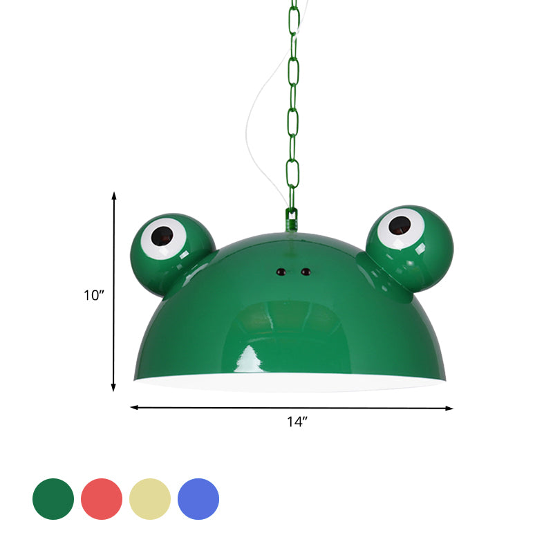 Grenouille de grenouille de maternelle pendante fer 1 bulbe kite de lampe de suspension de style enfant en rouge / bleu / vert