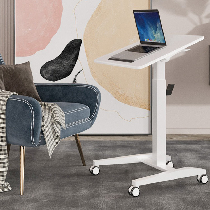 Rectangular Shaped Office Standing Desk Wood in Black/White with Caster Wheels