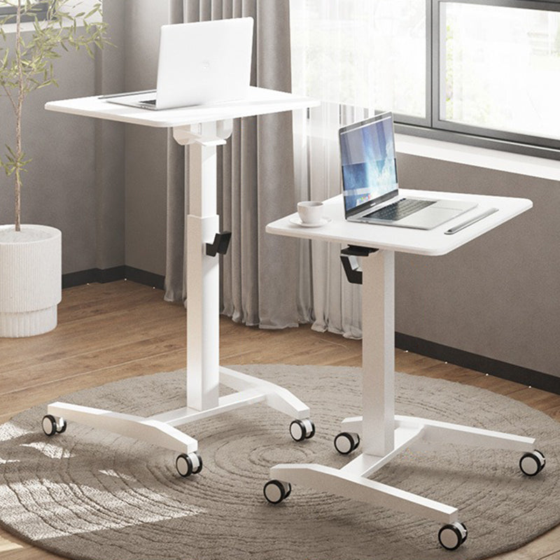 Rectangular Shaped Office Standing Desk Wood in Black/White with Caster Wheels