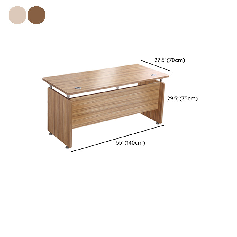 Rectangular Shaped Office Desk Wood with 0/3 Drawers in Natural/Brown