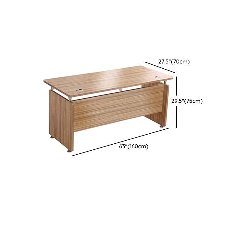 Rectangular Shaped Office Desk Wood with 0/3 Drawers in Natural/Brown