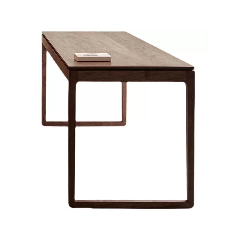 Rectangular Shaped Office Writing Desk Solid Wood in Brown with 2 Legs