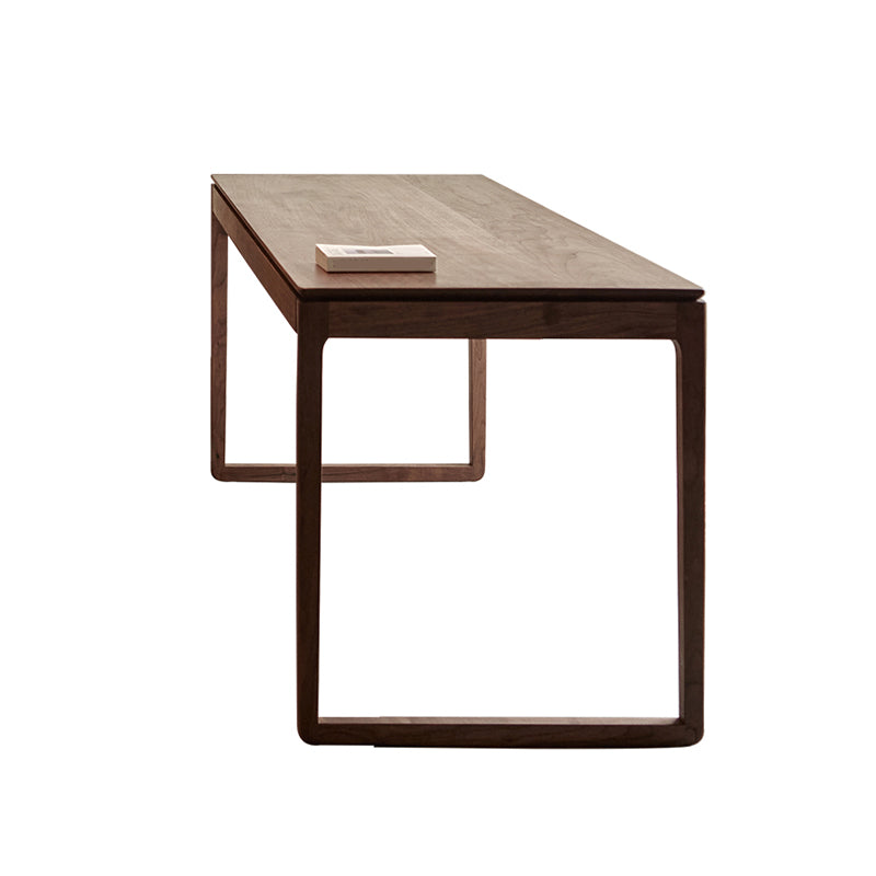 Rectangular Shaped Office Writing Desk Solid Wood in Brown with 2 Legs