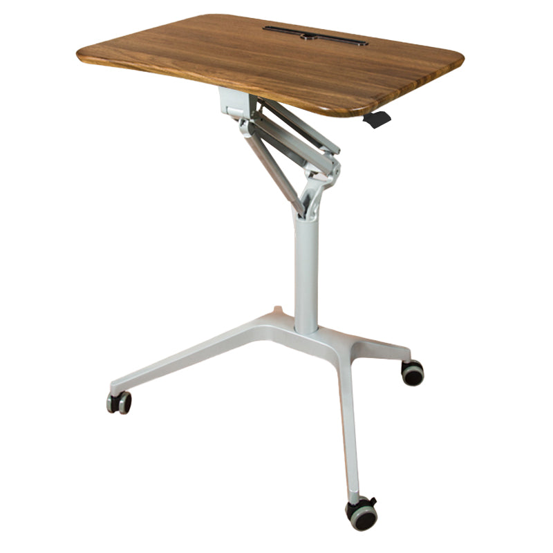 Rectangular Shaped Standing Desk Wood Adjustable with Aluminium Legs