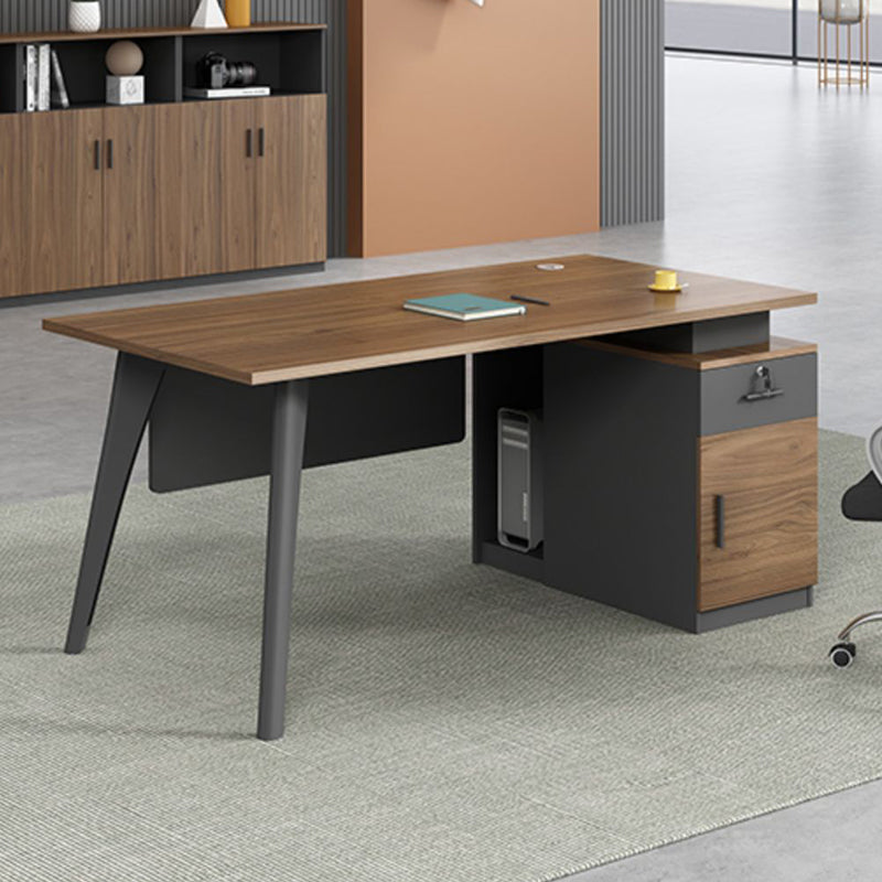 Rectangular Shaped Office Desk Wood with 1 Drawer in Brown/Black