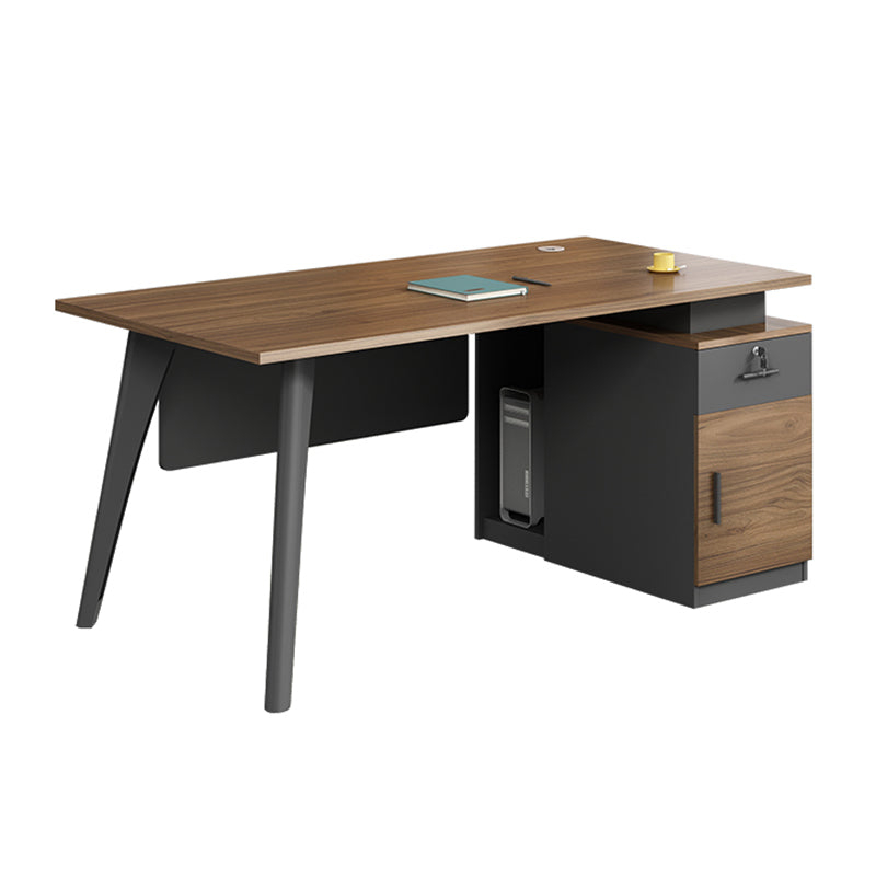 Rectangular Shaped Office Desk Wood with 1 Drawer in Brown/Black