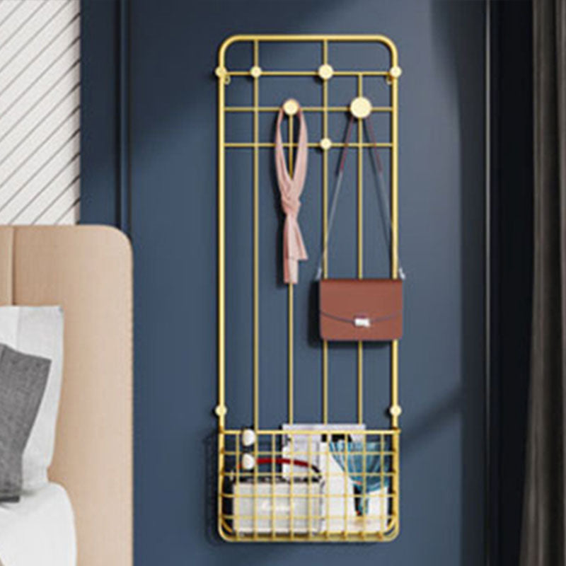 1 Storage Shelf Metal Coat Hanger Modern Wall Mounted Coat Rack with Hooks