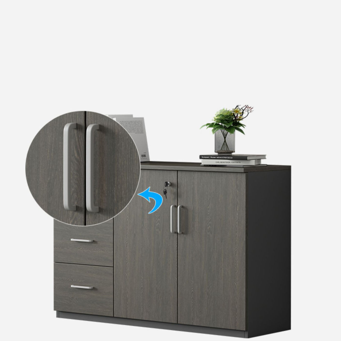 Modern Wooden Filing Cabinet with Lock Storage for Home Office