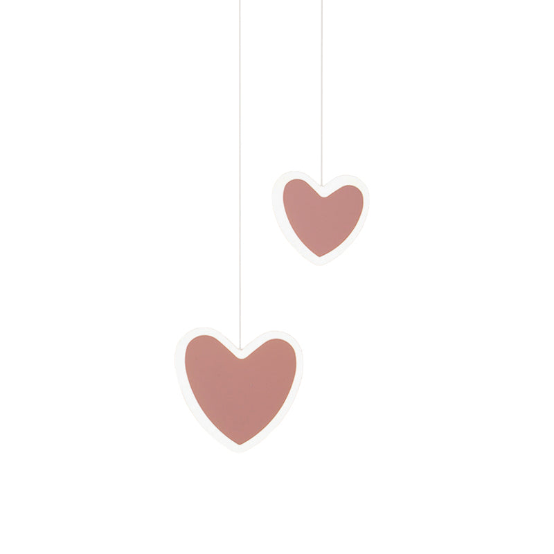 Kids LED Hanging Light Fixture White/Pink Flower/Loving Heart/Butterfly Mini Suspension Pendant with Acrylic Shade