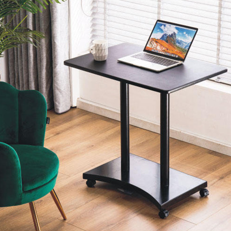 Rectangular Shaped Wood Office Writing Table Metal Legs with Wheels