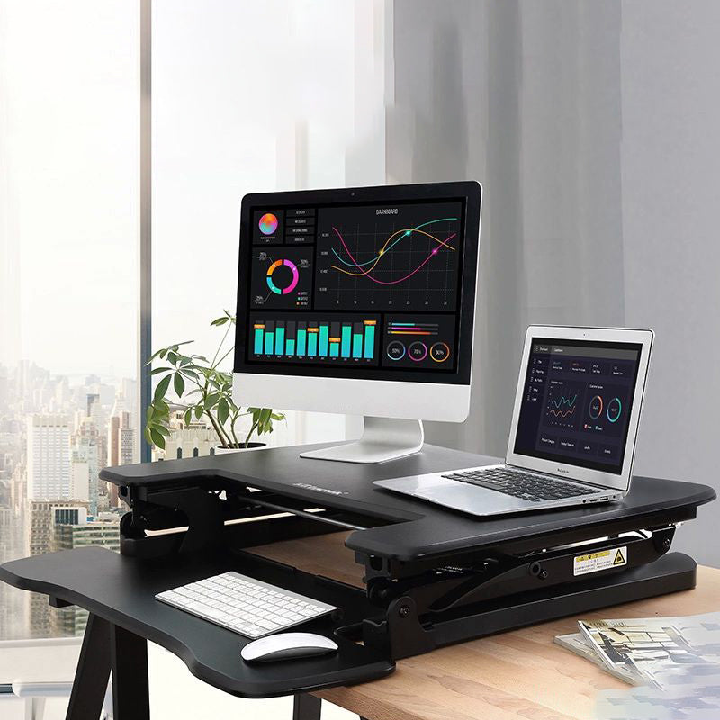 Rectangular Shaped Office Standing Desk Converter Wood in Black/White