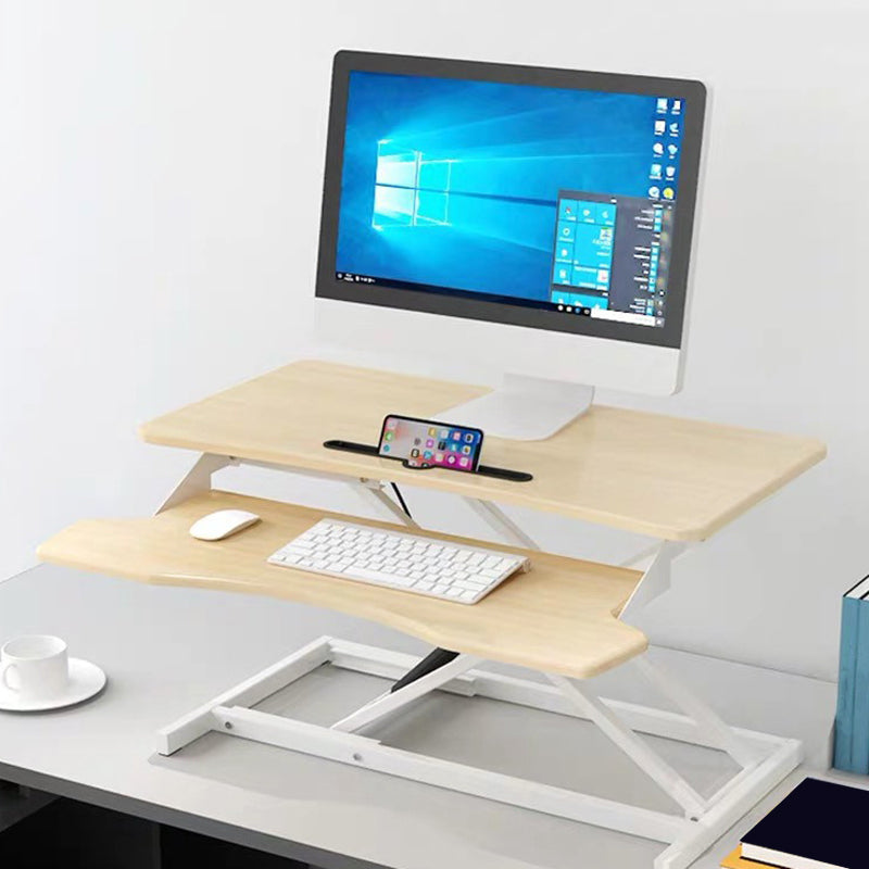 Rectangular Shaped Folding Standing Desk Converter Wood with Metal Base