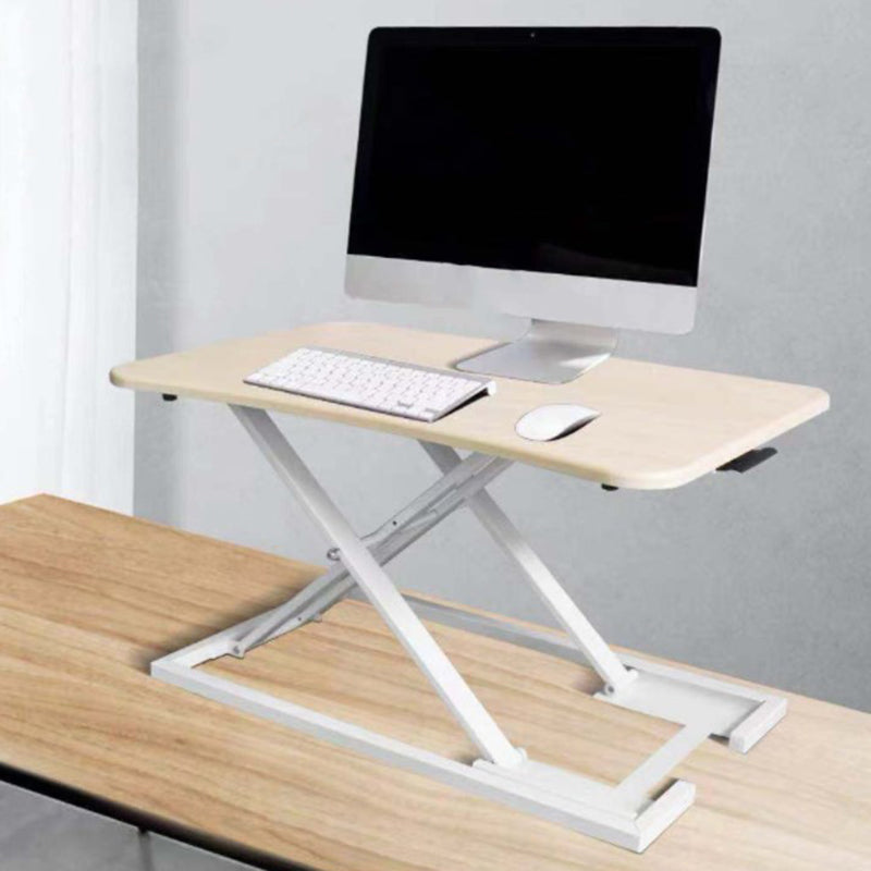 Rectangular Shaped Folding Standing Desk Converter Wood with Metal Base