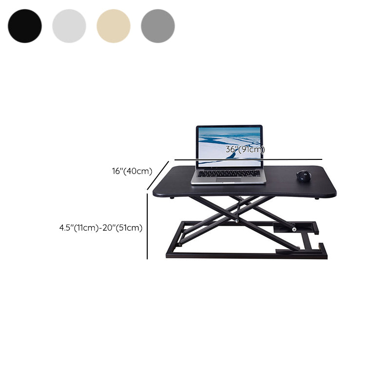 Rectangular Shaped Folding Standing Desk Converter Wood with Metal Base