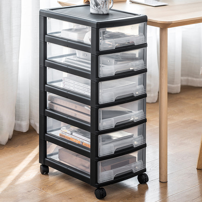 Modern Plastic Black Filing Cabinet with Drawers for Home and Office