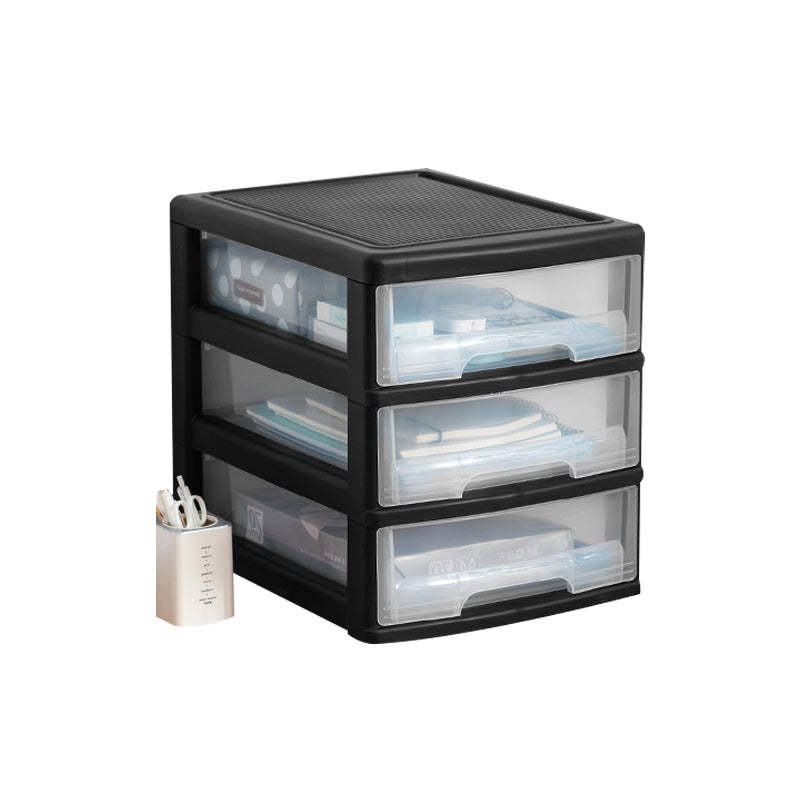 Modern Plastic Black Filing Cabinet with Drawers for Home and Office