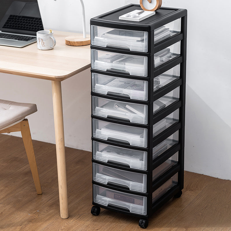 Modern Plastic Black Filing Cabinet with Drawers for Home and Office