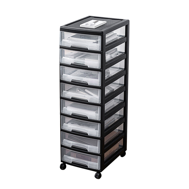 Modern Plastic Black Filing Cabinet with Drawers for Home and Office