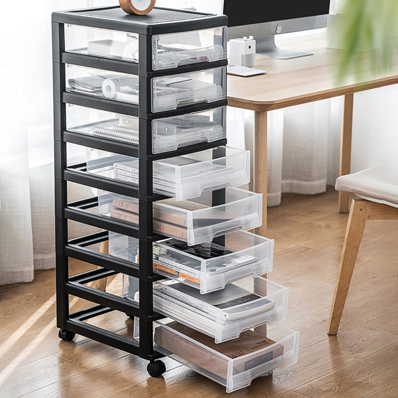 Modern Plastic Black Filing Cabinet with Drawers for Home and Office