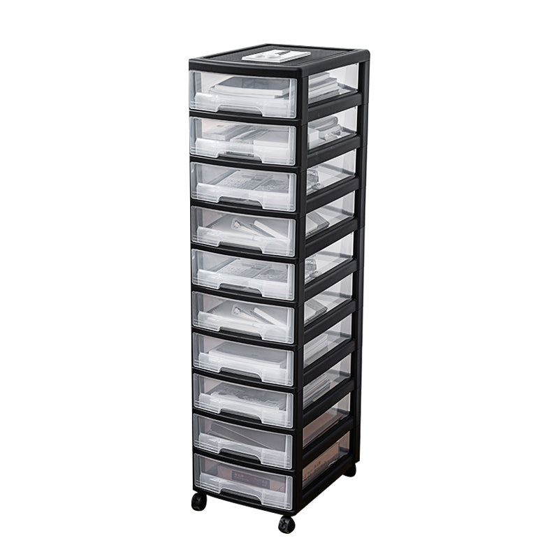 Modern Plastic Black Filing Cabinet with Drawers for Home and Office