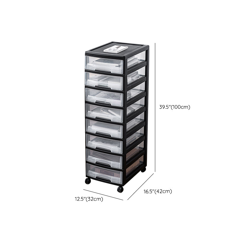 Modern Plastic Black Filing Cabinet with Drawers for Home and Office