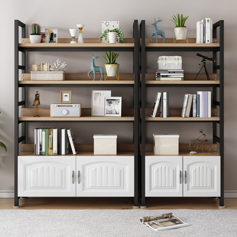 Modern Open Back Shelf Bookcase with Cabinets for Home Office