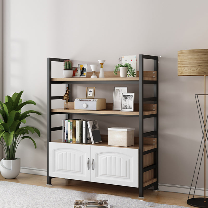 Modern Open Back Shelf Bookcase with Cabinets for Home Office