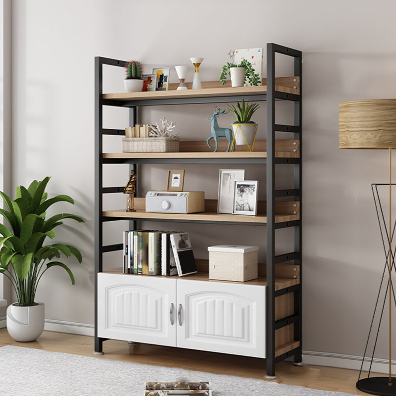 Modern Open Back Shelf Bookcase with Cabinets for Home Office