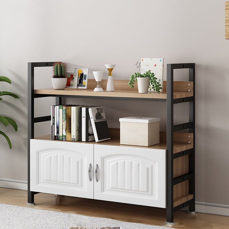 Modern Open Back Shelf Bookcase with Cabinets for Home Office