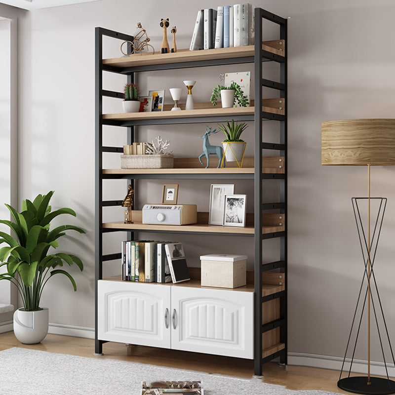 Modern Open Back Shelf Bookcase with Cabinets for Home Office