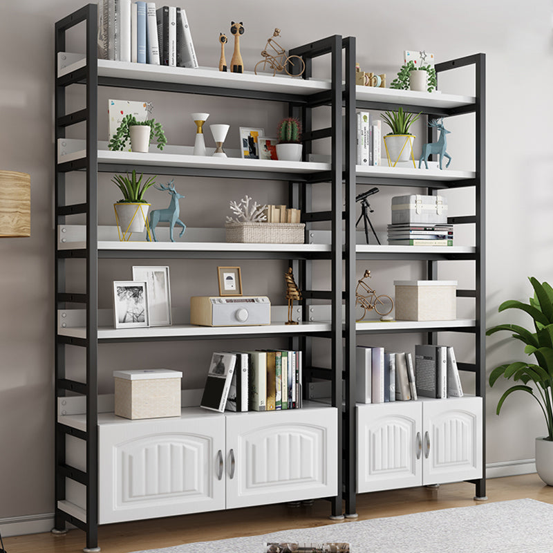 Modern Open Back Shelf Bookcase with Cabinets for Home Office