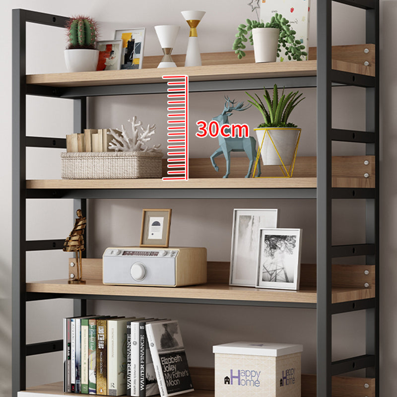 Modern Open Back Shelf Bookcase with Cabinets for Home Office