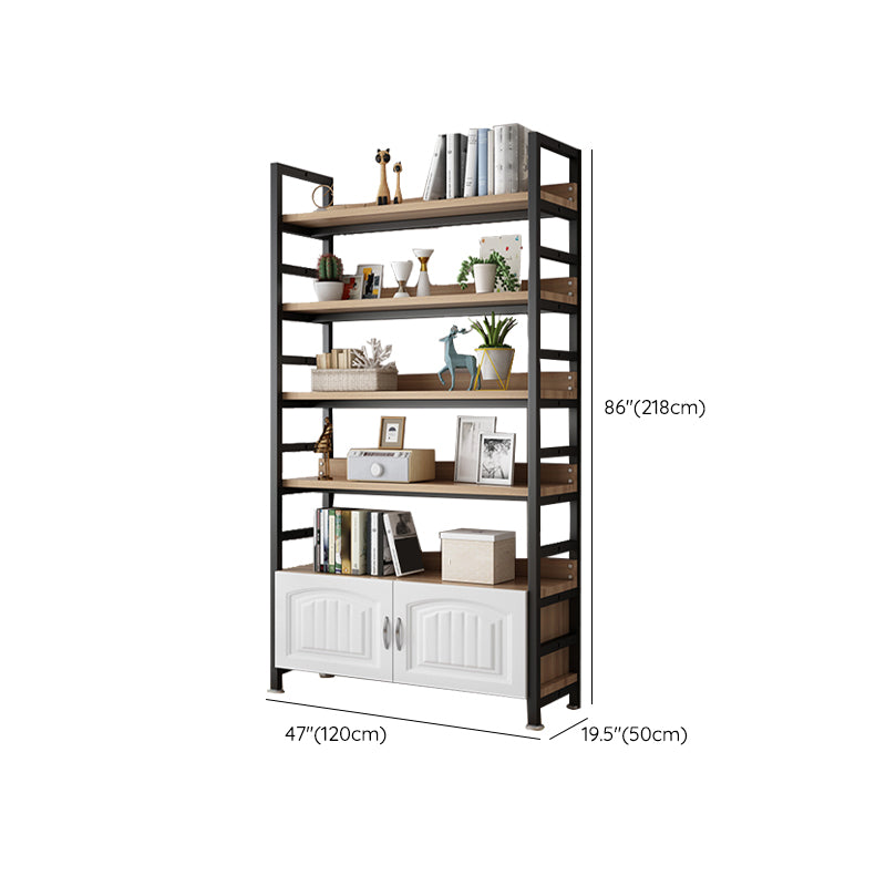 Modern Open Back Shelf Bookcase with Cabinets for Home Office