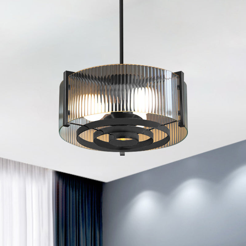 Black Semi Shead Monte Light Light Vintage Clear Clear Trellis/Stripe Glass Aibusto del soffitto