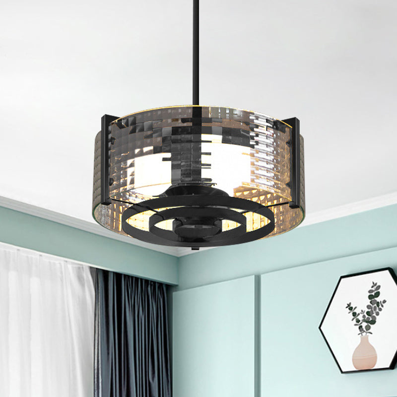 Black Semi Shead Monte Light Light Vintage Clear Clear Trellis/Stripe Glass Aibusto del soffitto