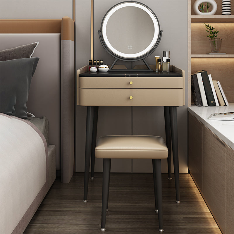 Contemporary Bedroom with Drawer Lighted Mirror Makeup Vanity Desk