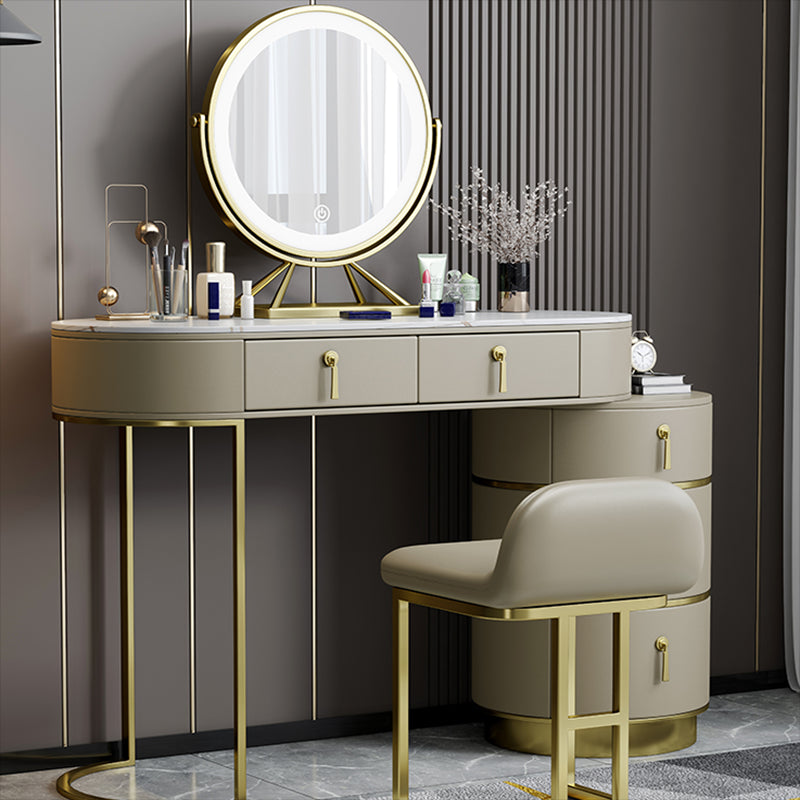 Glam Lighted Mirror Bedroom with Drawer Solid Wood Dressing Table