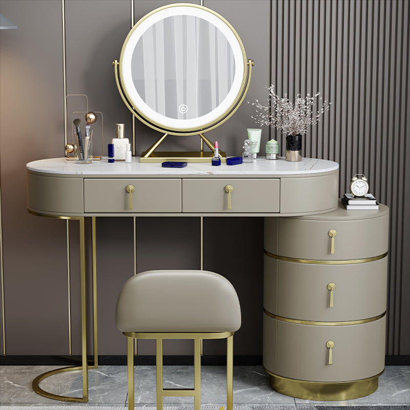 Glam Lighted Mirror Bedroom with Drawer Solid Wood Dressing Table